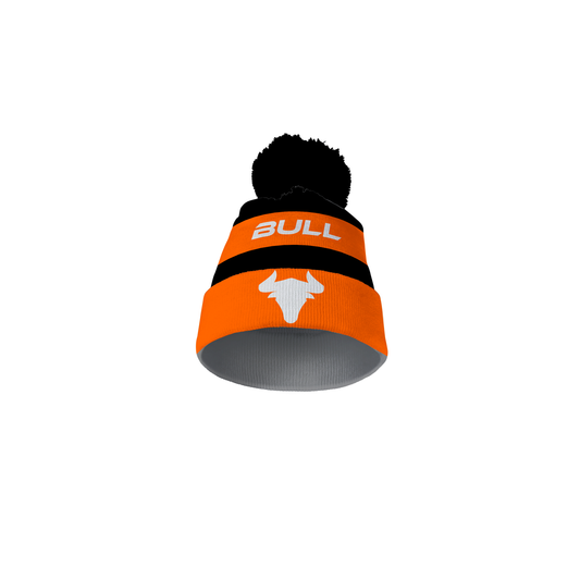 RUGBY BOBBLE BLACK AND ORANGE