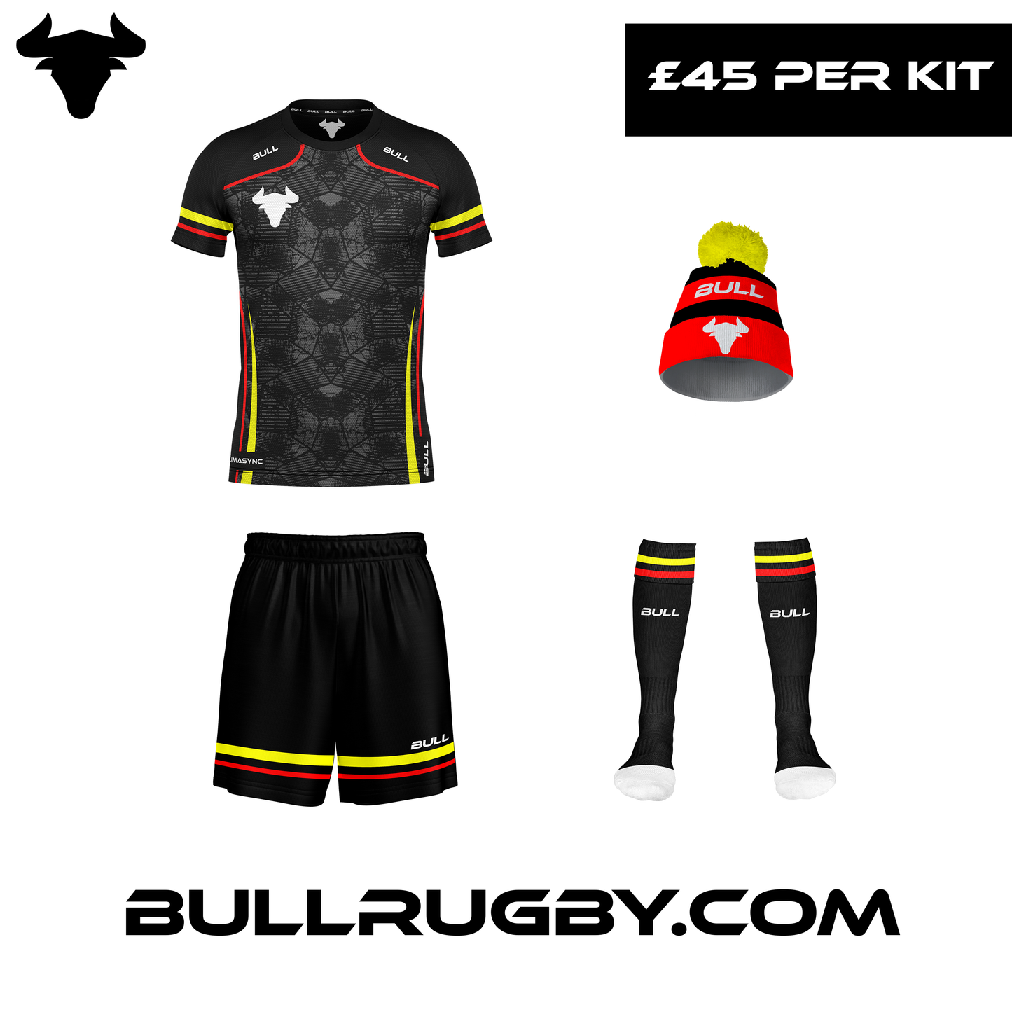 Customised Rugby Kits Scrum and Done Red/Yellow