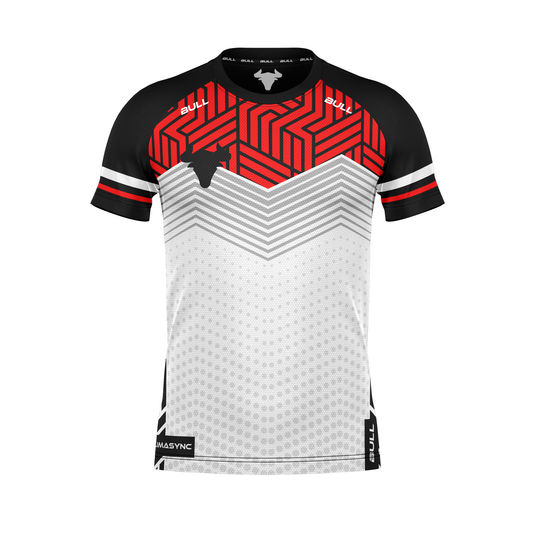 RUGBY PLAYING SHIRT WHITE/RED/BLACK