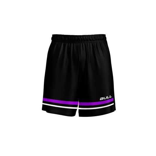 RUGBY PLAYING SHORTS BLACK/PURPLE/WHITE