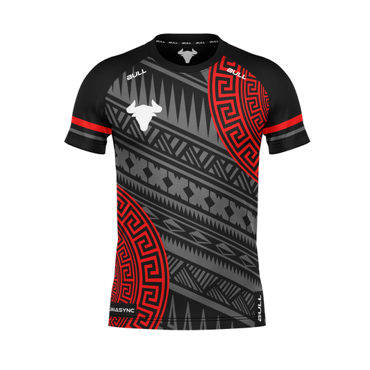 RUGBY PLAYING SHIRT BLACK/RED/GREY