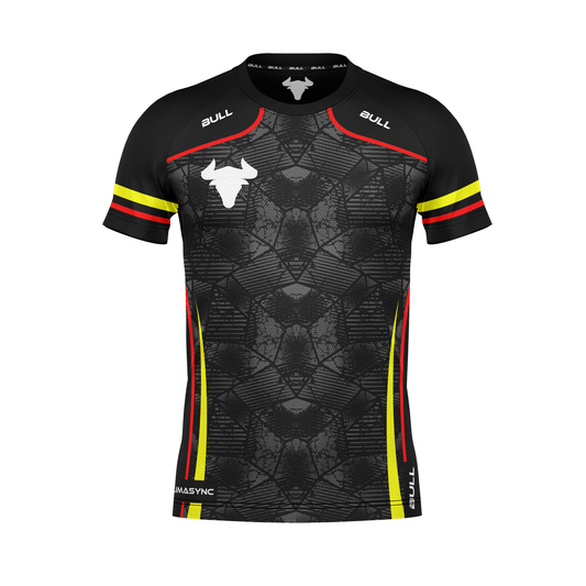 RUGBY PLAYING SHIRT BLACK/RED/YELLOW