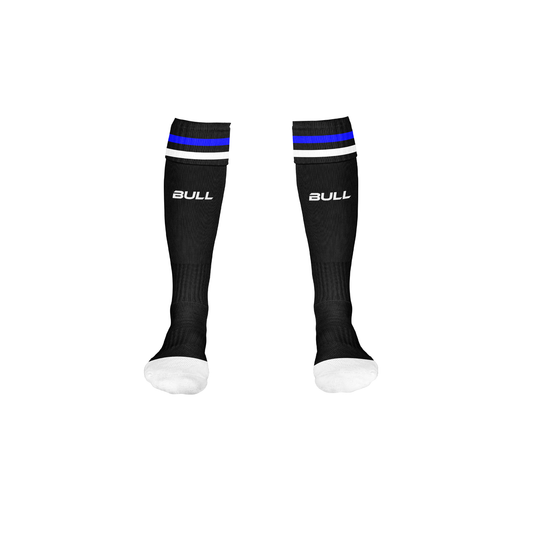 RUGBY PLAYING SOCKS BLACK/BLUE/WHITE