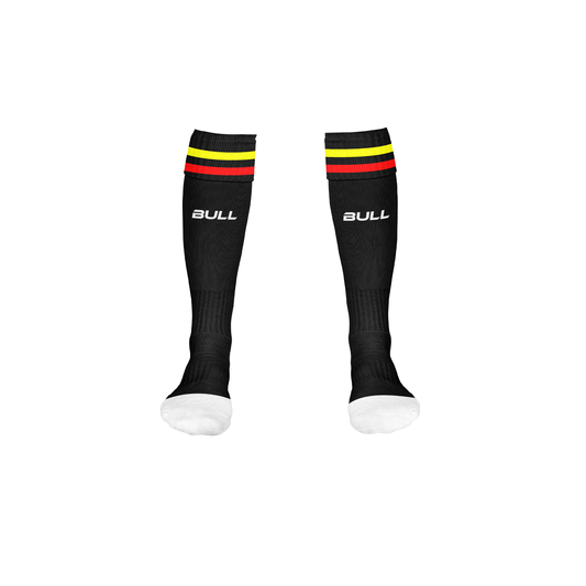 RUGBY PLAYING SOCKS BLACK/RED/YELLOW