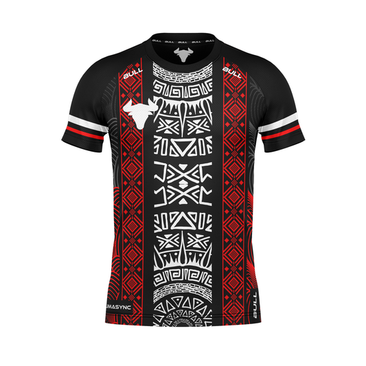 RUGBY PLAYING SHIRT BLACK/RED/WHITE